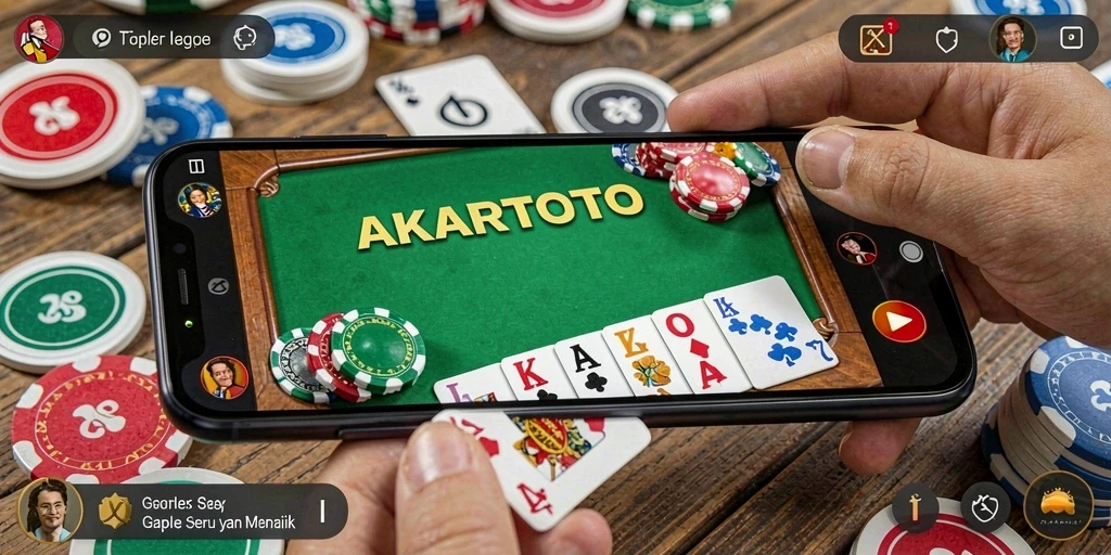 Screenshot utama AKARTOTO menampilkan serunya gameplay Gaple.