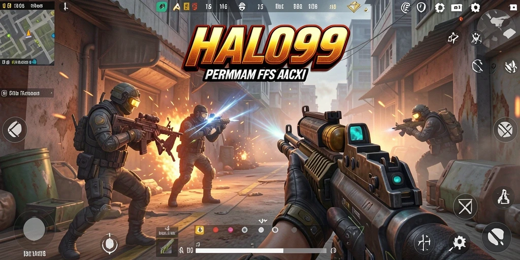 Tangkapan layar HALO99 menampilkan aksi seru dalam pertempuran FPS.