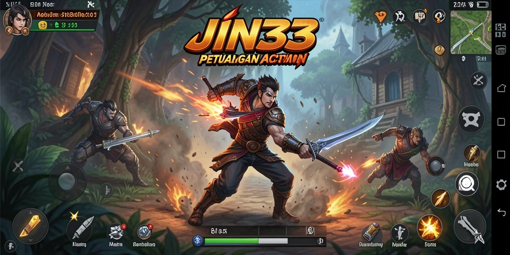 Screenshot gameplay JIN33 menunjukkan aksi bertempur yang seru dan mendebarkan.