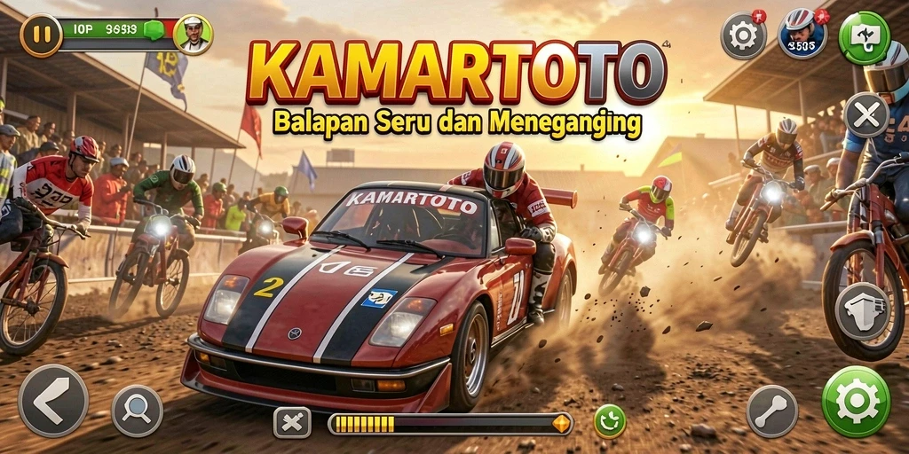 Tangkapan layar menunjukkan gameplay balapan seru di KAMARTOTO.