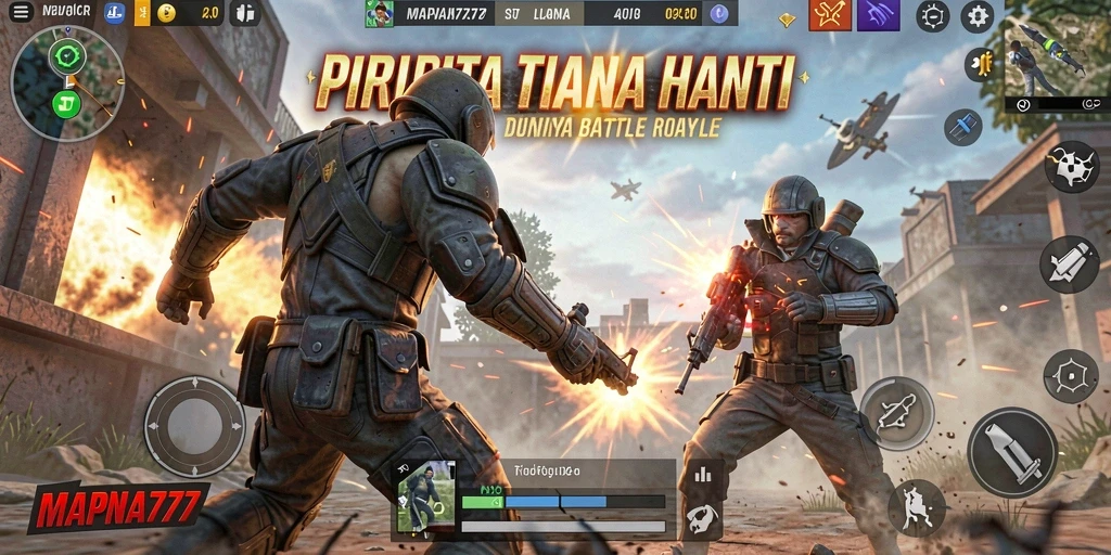 Screenshot gameplay MAPNA777 yang menunjukkan aksi intens Battle Royale.