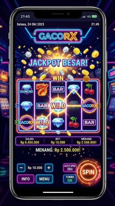 Screenshot tampilan utama aplikasi gacorx dengan menu navigasi yang jelas.
